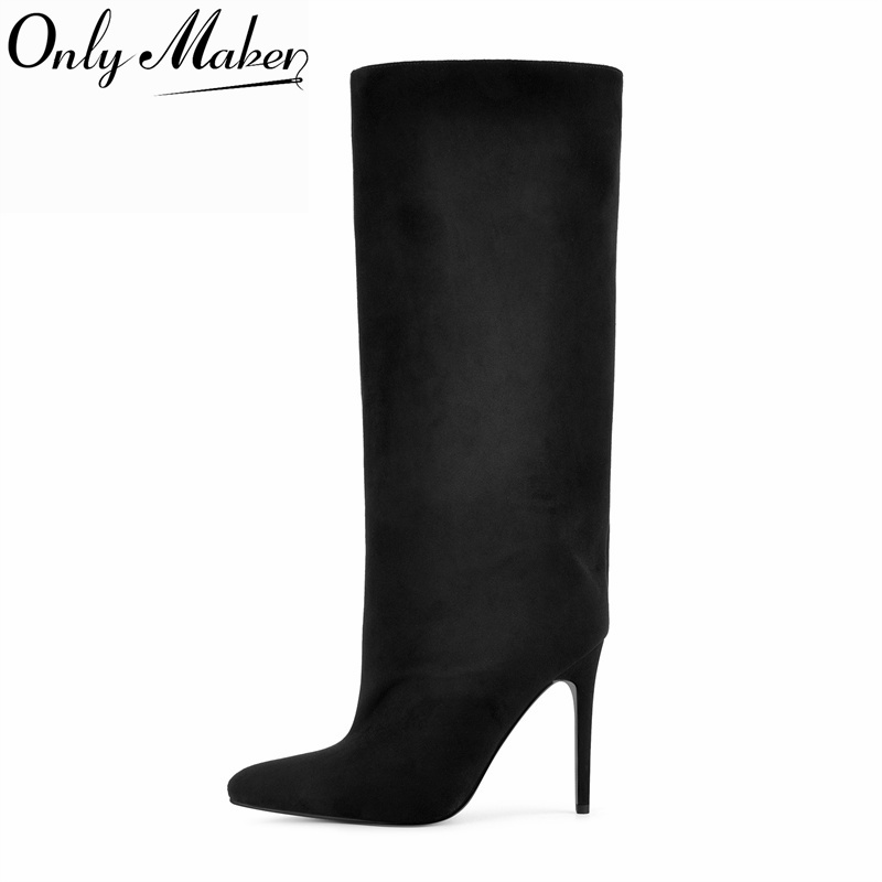 Winter Clothing Ladies - Onlymaker Black Faux Suede Knee High