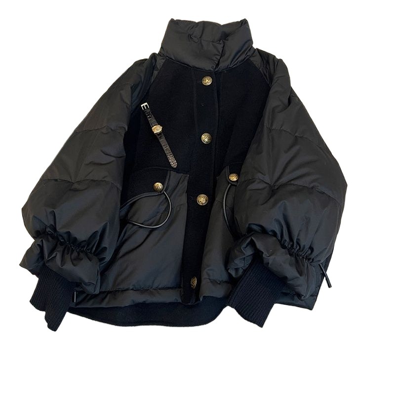Winter Clothing Looks - Women's Clothing Black Thickened Splicing Black