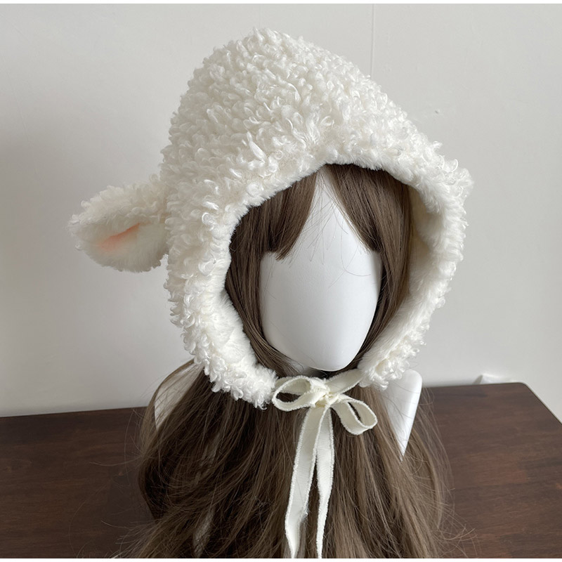 Winter Clothing Leg Warmers - Winter White Plush Sheep Warm Hat