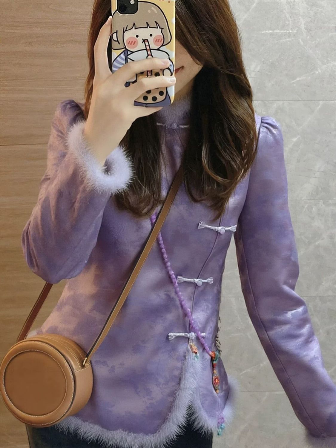 Winter Clothing Looks - 2026 Winter New Chinese Purple Stand-Up