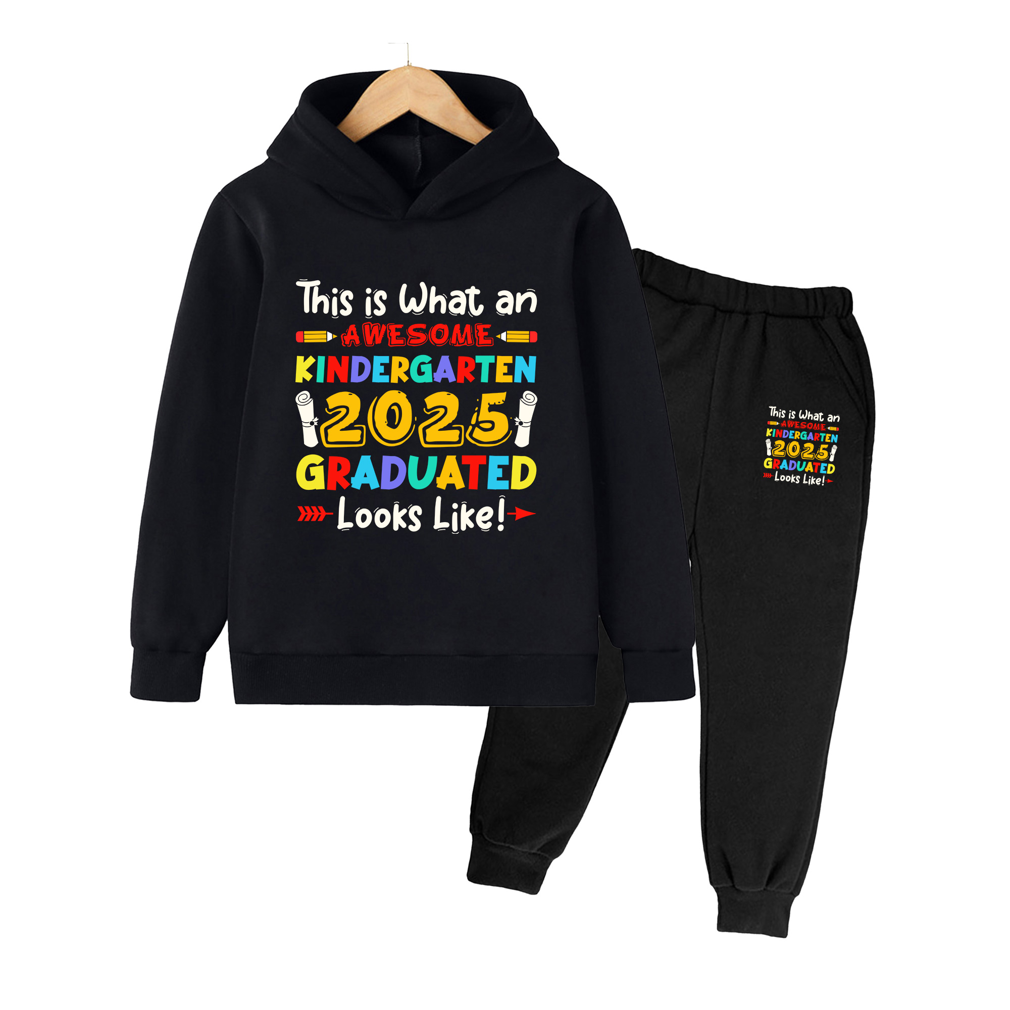 Winter Clothing Kindergarten - Kids Hoodie & Pants Set, Colorful