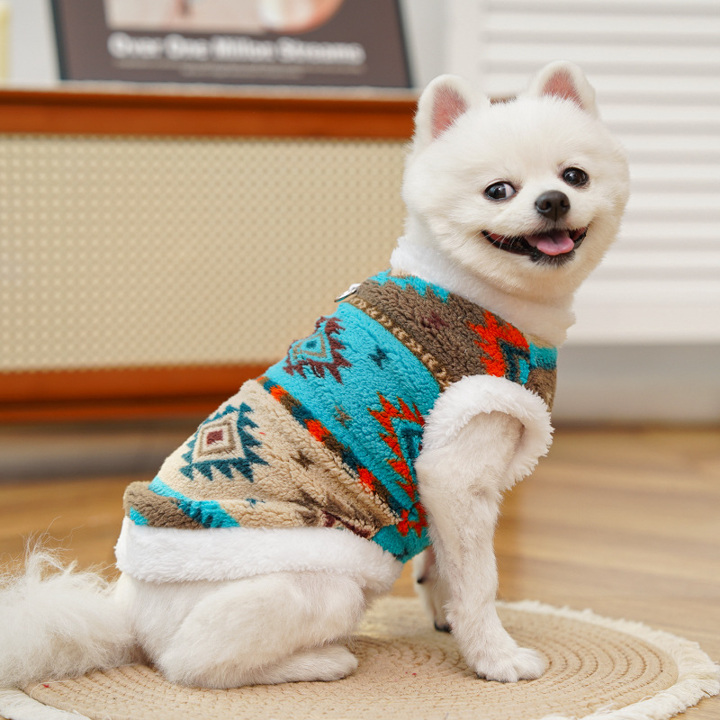 Ethnic Diamond Pattern Pet Ves - Winter Clothing For Dogs 评论和价格