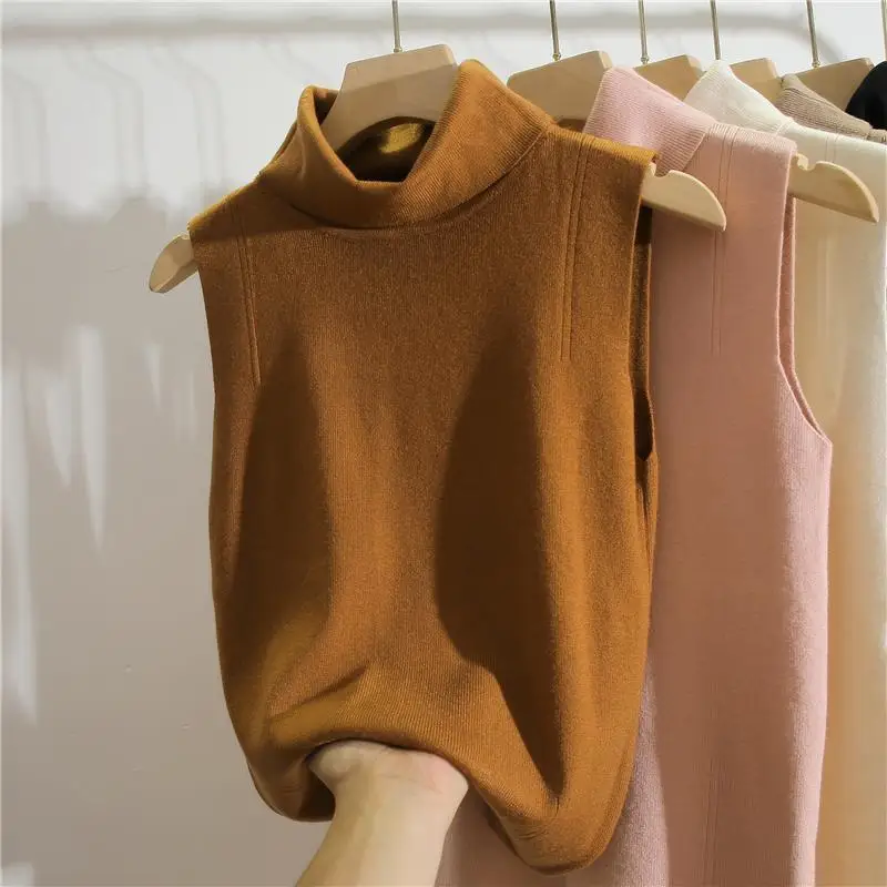 Turtleneck Sleeveless Slim Fit - Winter Clothing Essential 评论和价格