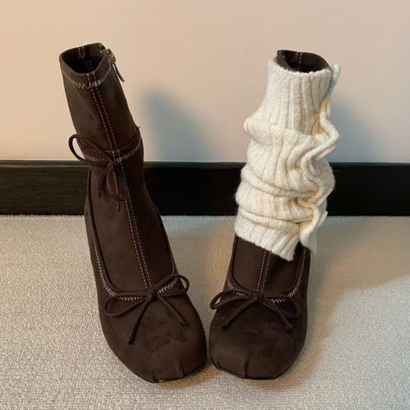 Bow High Heels Women Boots New - Winter Clothing Ladies 评论和价格