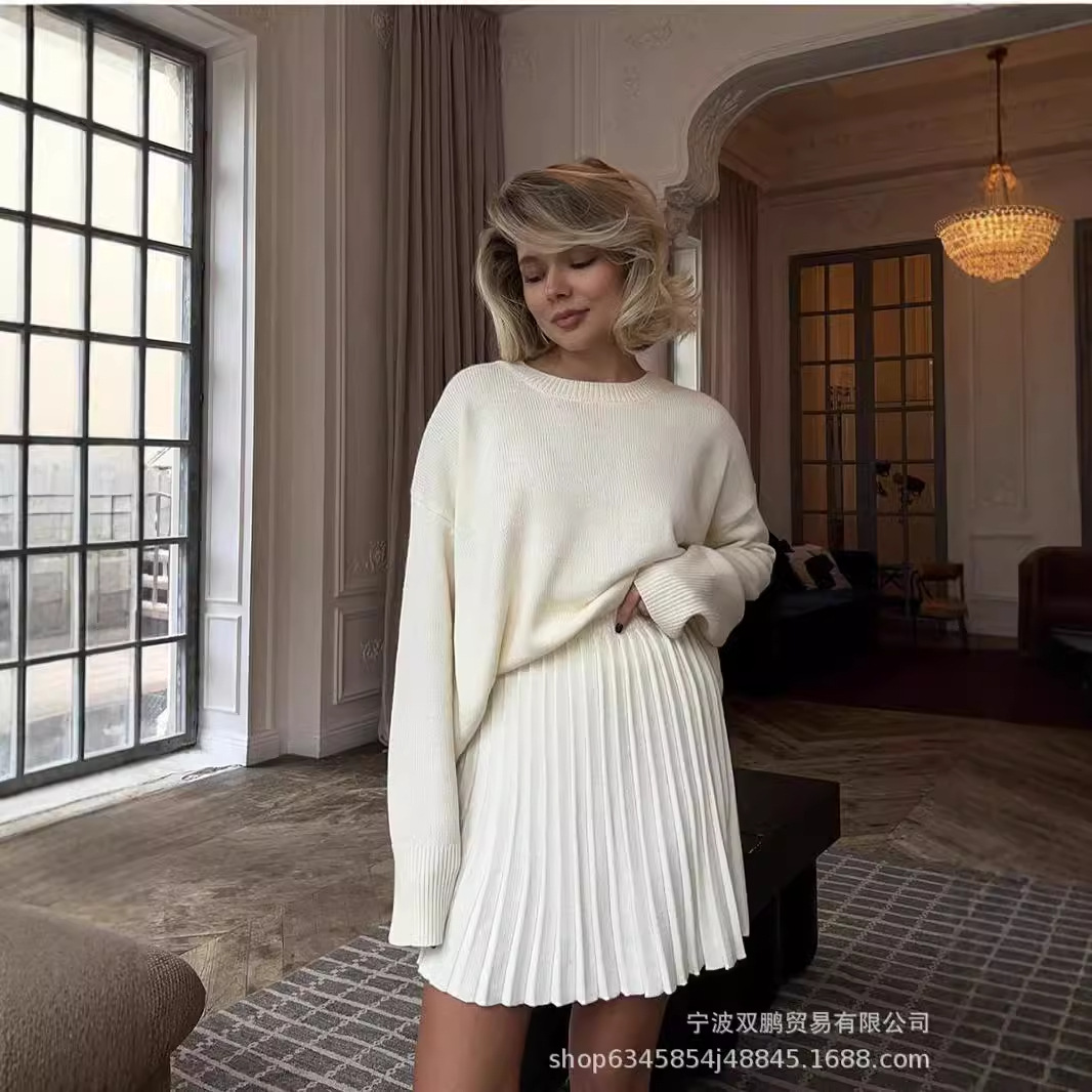 Autumn Solid Color O-neck Swea - Winter Clothing Ladies 评论和价格
