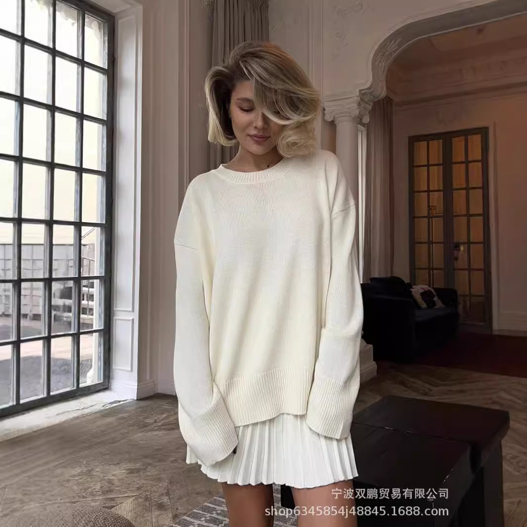 Autumn Solid Color O-neck Swea - Winter Clothing Ladies 评论和价格