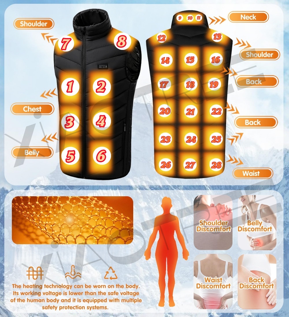 28/9 Areas Heated Vest Men Jac - Winter Clothing Matching 评论和价格