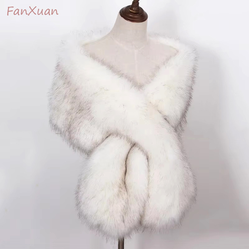 Faux Fox Fur Women Wraps Long  - Winter Clothing Ladies 评论和价格