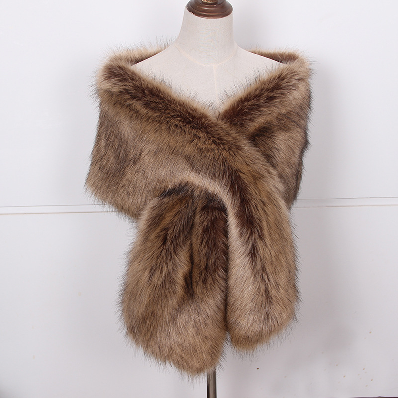 Faux Fox Fur Women Wraps Long  - Winter Clothing Ladies 评论和价格