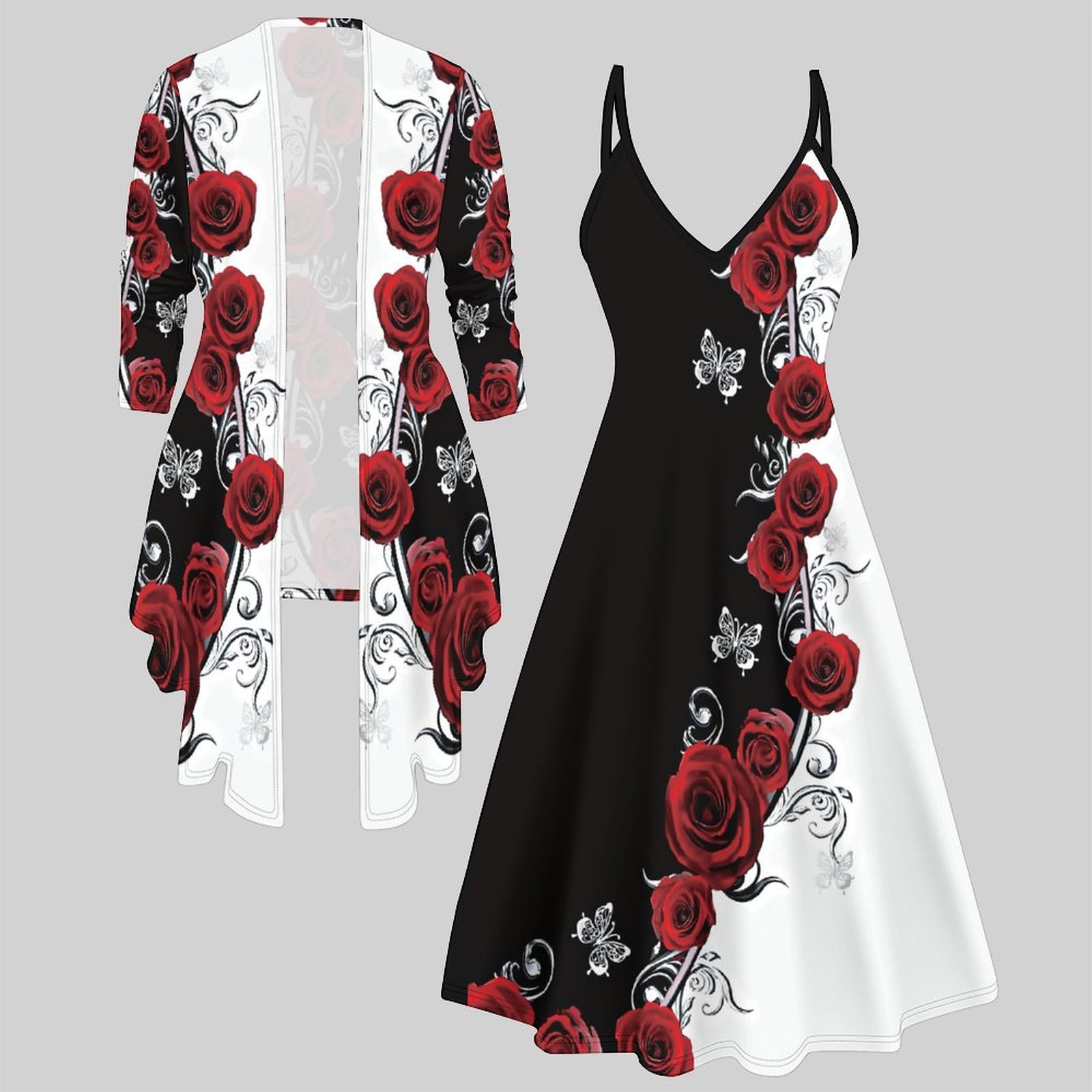 Print Two Piece Set Women Midi - Winter Clothing Ladies 评论和价格
