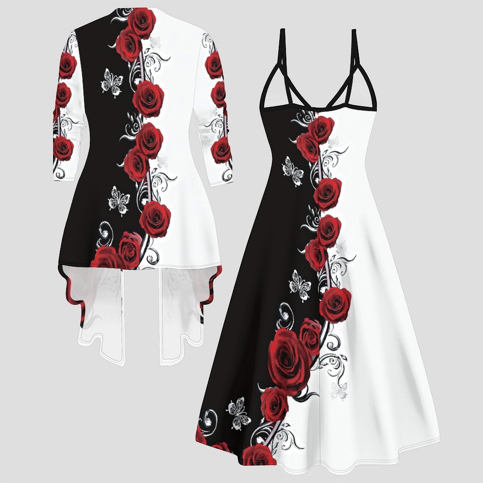 Print Two Piece Set Women Midi - Winter Clothing Ladies 评论和价格